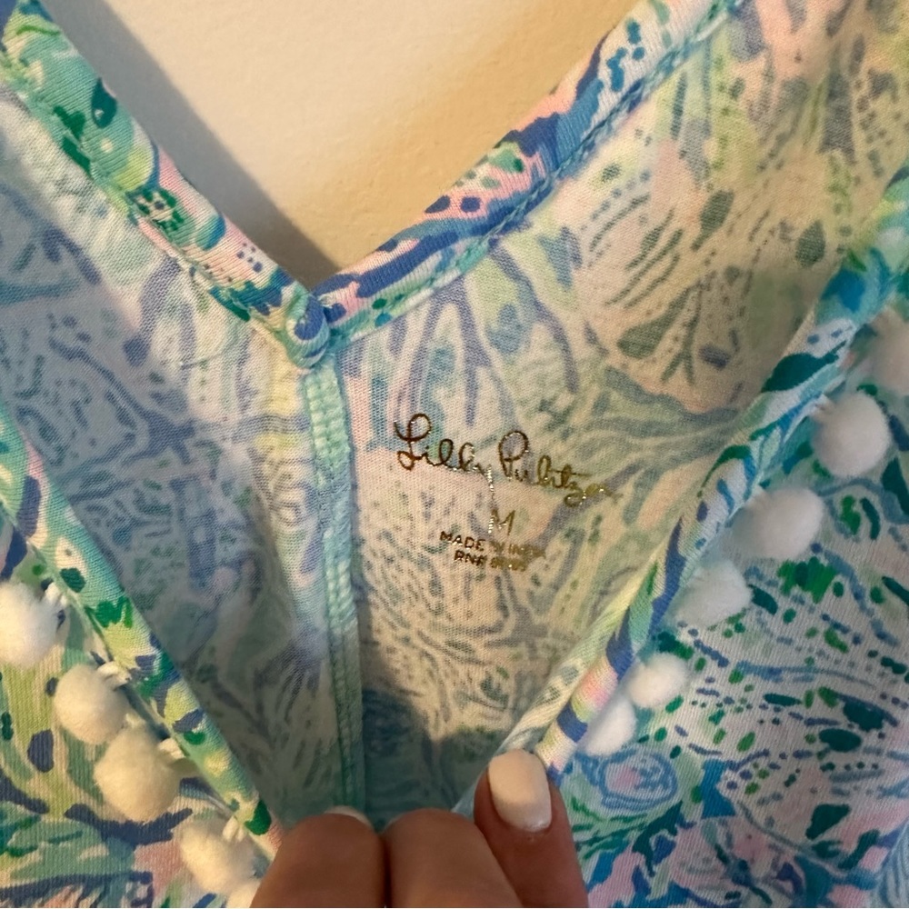 Lilly Pulitzer Soleil it on me Blue Green FloralCamille V-Neck Swing Dress - Picture 5 of 7